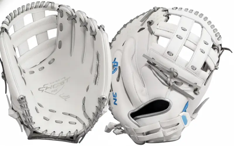 The Easton Ghost NX Fastpitch Softball Glove displayed as a fastpitch-specific catching mitt option for recreational and developing competitive fastpitch catchers.