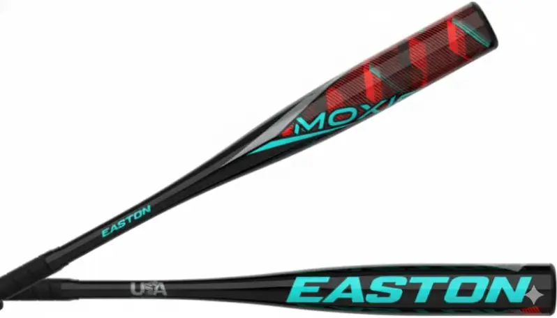 Easton Moxie USA Baseball Bat displayed showing its lightweight aluminum construction and youth-specific design for young female and beginning players.