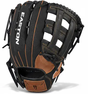 Easton Prime Slowpitch Softball Glove displayed showing its slowpitch-specific construction and competitive outfield design for recreational league and competitive players.