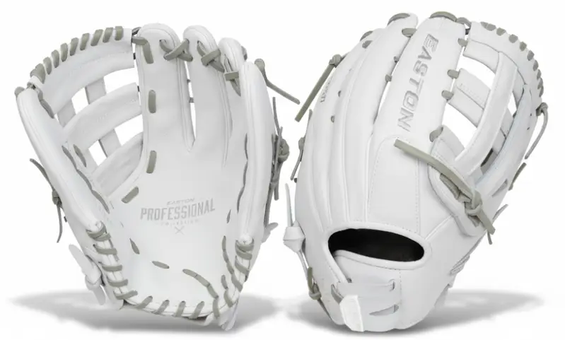 Easton Professional Collection Fastpitch Softball Glove displayed showing its professional-grade leather construction and fastpitch outfield design for elite competitive players.