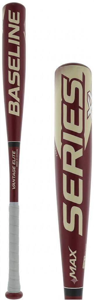 Easton | Rival BBCOR Baseball Bat | Balanced | BB3RV in deep burgundy with cream accents and a light gray grip.
