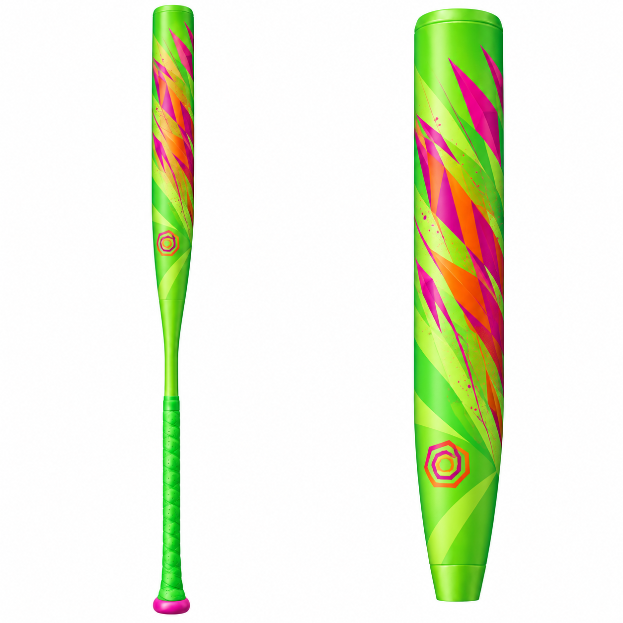 One-piece composite USSSA loaded slowpitch softball bat with 12.75 inch barrel delivering direct stiff feedback for competitive power hitters.