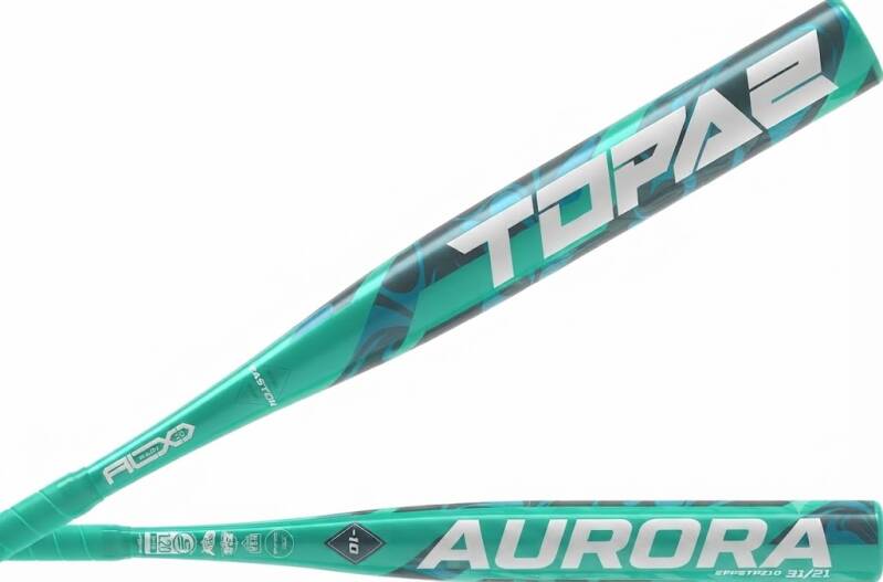 Easton | Topaz Fastpitch Softball Bat | -10 Drop | 1 Pc. Alloy, in a bright green Diamond Gem colorway.