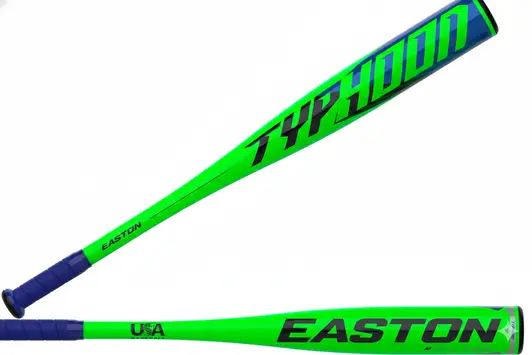 Easton Typhoon USA Baseball Bat displayed showing its lightweight aluminum construction and youth-friendly design for beginning players.