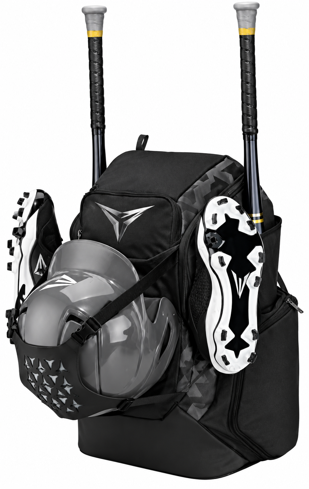 Baseball bat bag with helmet holder by Easton, in black.