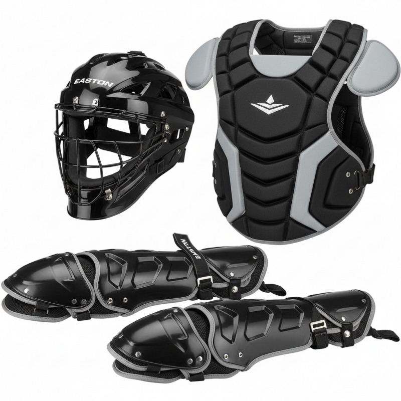Easton Youth Black Magic 2.0 catcher set in black for junior youth ages 6–8 featuring lightweight protective gear designed for young baseball catchers