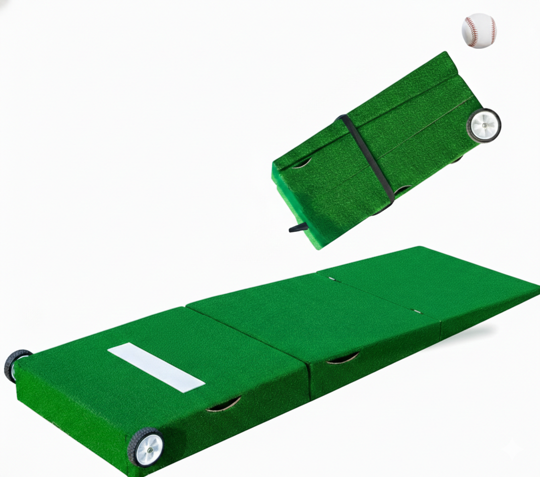 Foldable portable baseball pitching mound set for indoor and outdoor practice