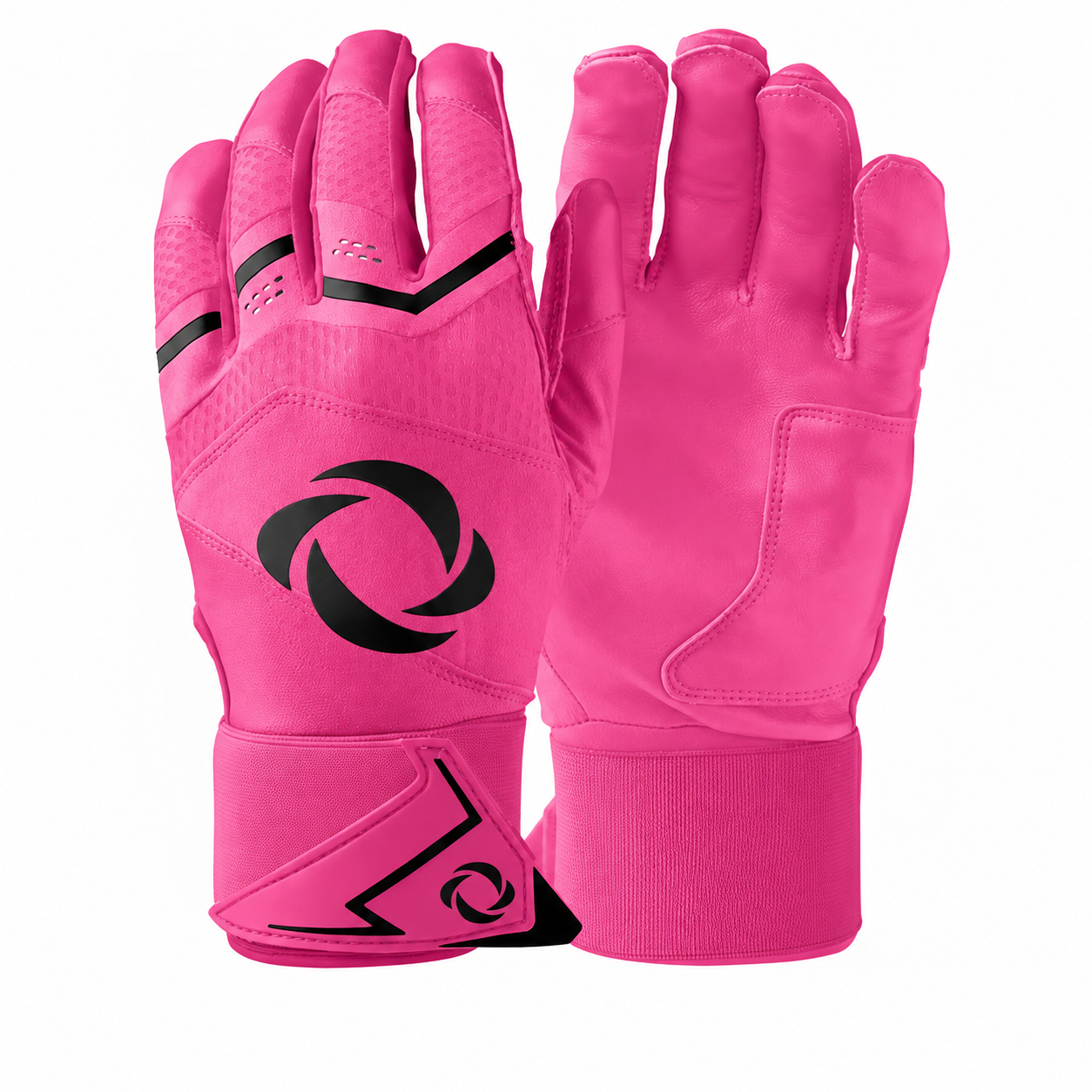 Batting gloves by EvoShield, in all pink with a wrist strap.