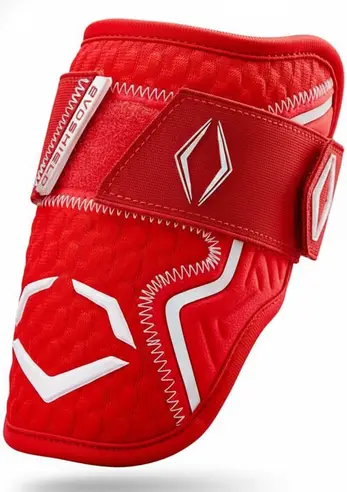 EvoShield Pro-SRZ 2.0 Batter's Elbow Guard with Gel-to-Shell custom molding, dual-strap retention, and certified protective shell for competitive travel ball plate protection.