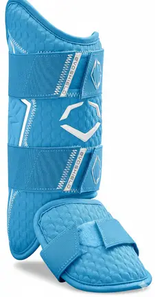 EvoShield Pro-SRZ 2.0 Batter's Leg Guard displayed showing its custom molding technology construction and personalized shell design.