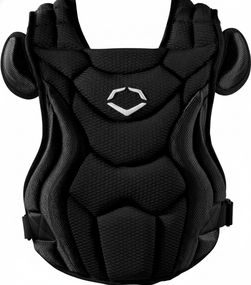 EvoShield Pro-SRZ 2.0 Fastpitch Catcher's Chest Protector displayed showing its Gel-to-Shell molding construction and personalized fit technology for female fastpitch catchers.