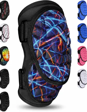 Exxact Sports Defender Plus Softball Elbow Guard displayed showing its extended coverage construction and softball-specific protective design.