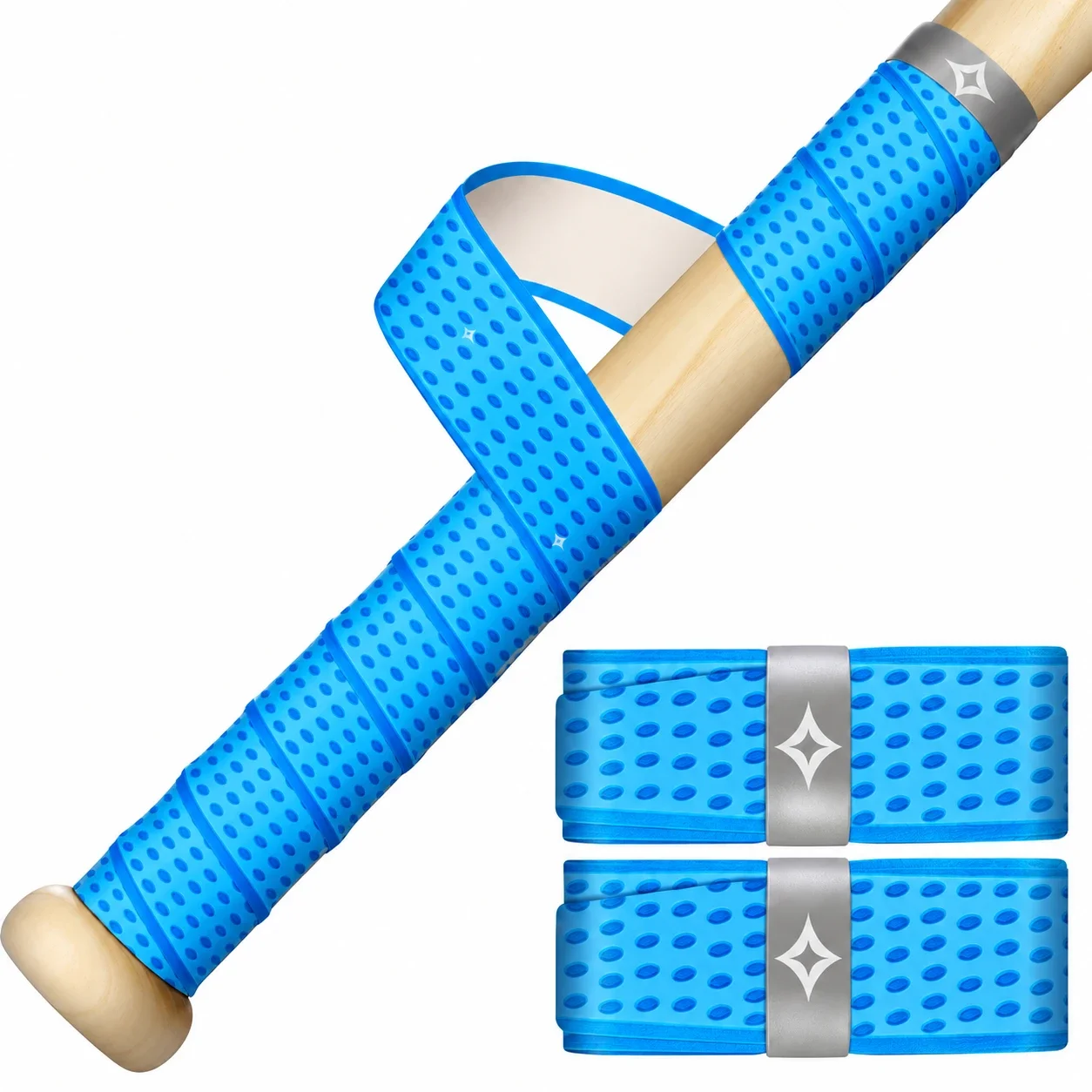 Bat grip tape by Eyourlife, in blue, 1.5 mm thick, 2-pack.