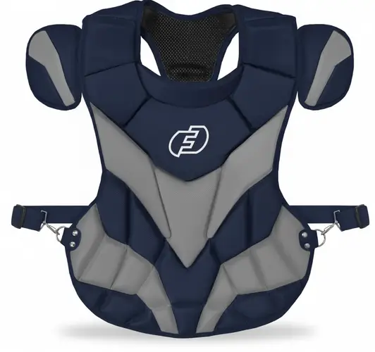 Force3 Pro Gear Pro Catcher Chest Protector displayed showing its Dupont Kevlar construction and advanced impact absorption design for elite competitive baseball catchers.