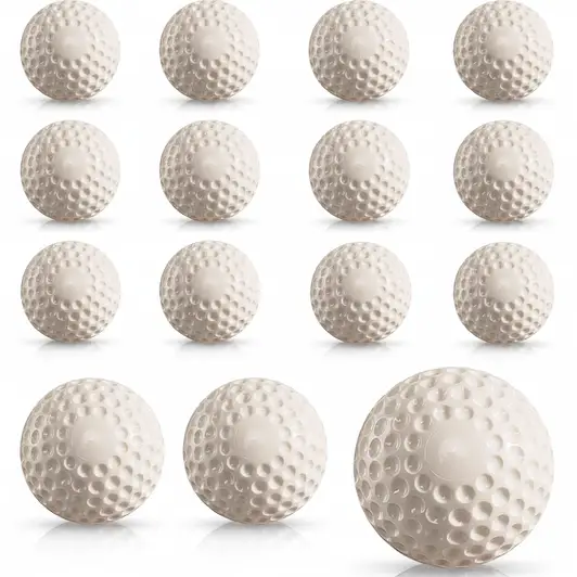 Forcebucket Baseballs 12 Pack Dimpled Baseballs displayed showing their dimpled construction and convenient 12-pack bucket packaging design.