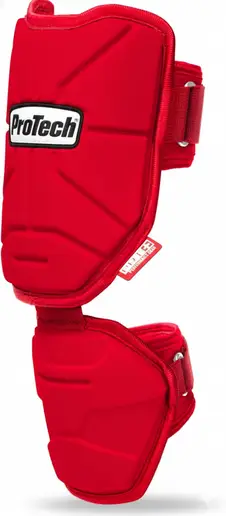 Franklin Sports ProTech PRT Series batter's elbow guard in red with hard shell outer and foam padding for youth and recreational players.