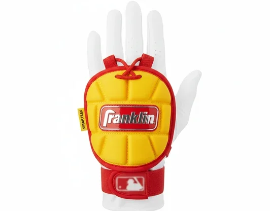Franklin Sports Baseball Hand and Wrist Guard with extended coverage protecting both hand and wrist in a single lightweight guard for maximum protection without full sliding mitt bulk.