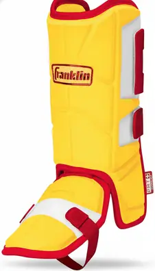 Franklin Sports Baseball + Softball Leg Guard - PRT Series offering lightweight adjustable shin protection for youth and recreational softball players.