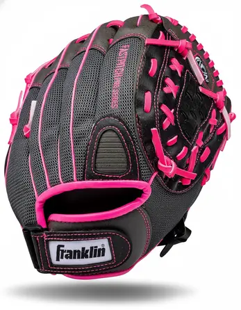 Franklin Sports Girls Softball Glove displayed showing its girls-specific construction and accessible youth design for recreational fastpitch programs.