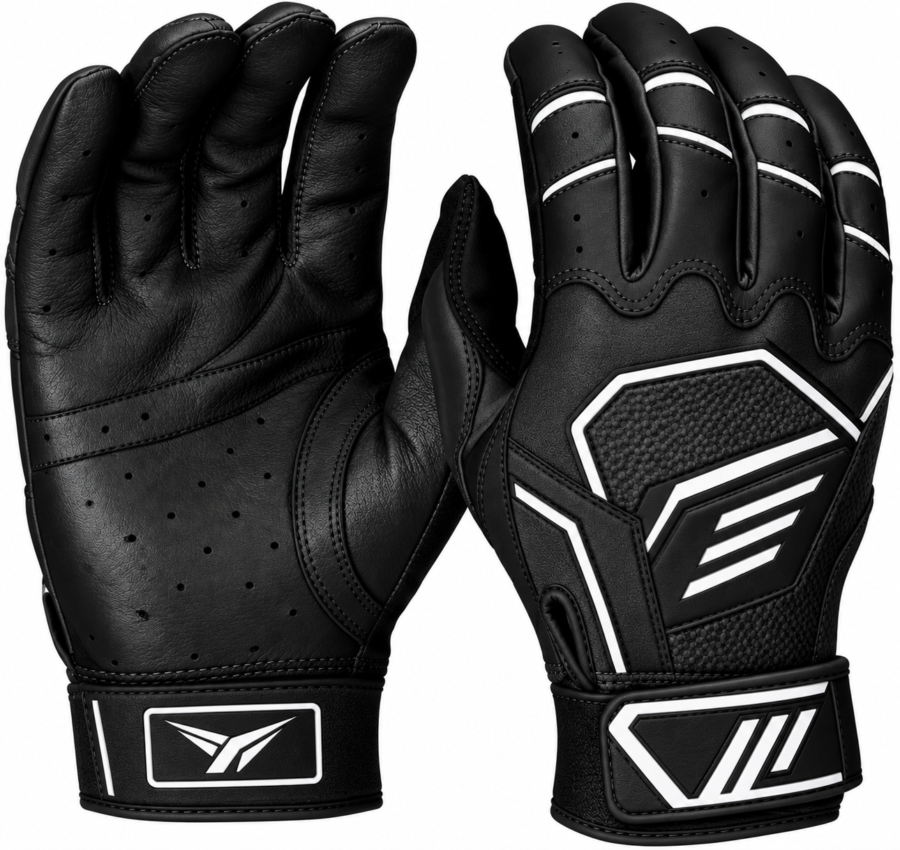 Batting gloves by Franklin Sports for women's softball, in black and white.