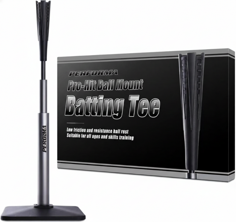 GEAVOUED 4-Prongs Ball Rest Batting Tee displayed showing its 4-prong ball rest design at the contact point.