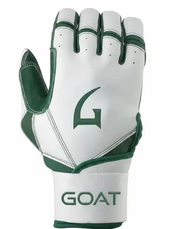 GOATHLETIC Long Cuff Batting Gloves with synthetic palm construction and long cuff wrist strap delivering accessible wrist lockdown coverage for baseball and softball players at every level.