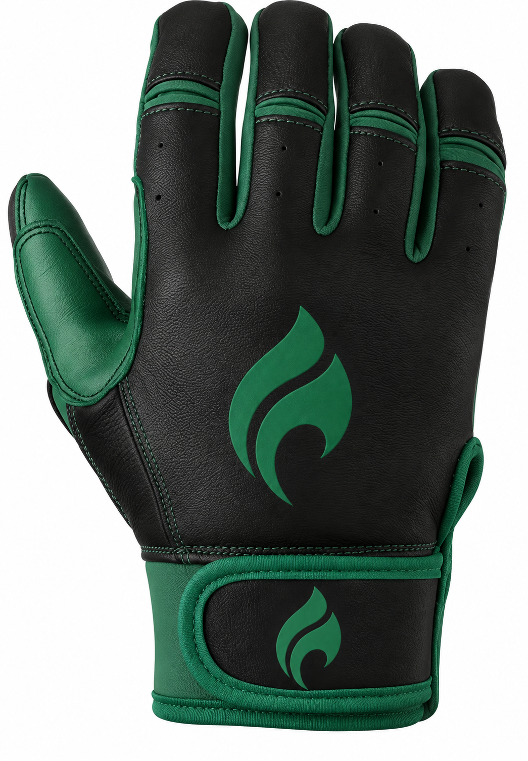 Batting gloves by GoAthletic with a short cuff, in black and green.