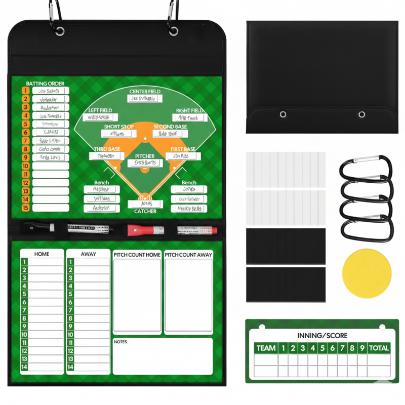 GOFOWRK Collapsible Professional Softball Baseball Lineup Board with folding frame design providing full-size magnetic lineup functionality and compact storage for mobile coaching staffs.