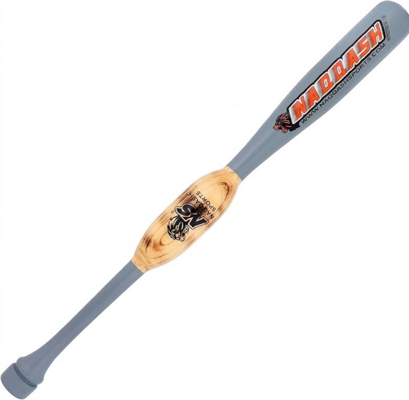 Naqqash Gray Heavy Weight Two Handed Swing Trainer in gray wood, a weighted two-handed bat for building strength and bat speed.