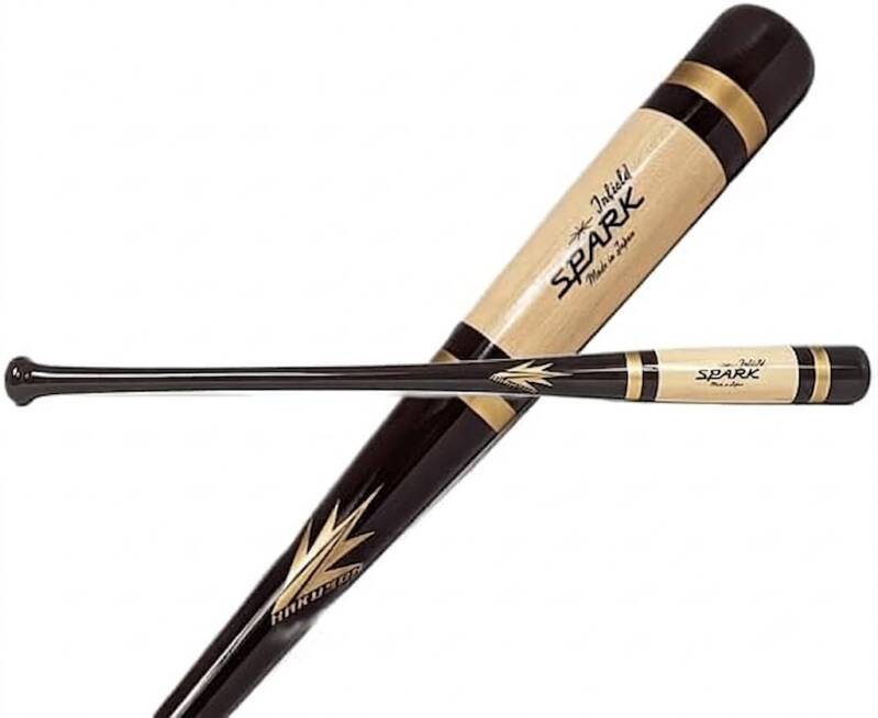 HAKUSOH Spark Fungo Training Wood Bat in natural wood with the HAKUSOH logo, a lightweight fungo for defensive practice.