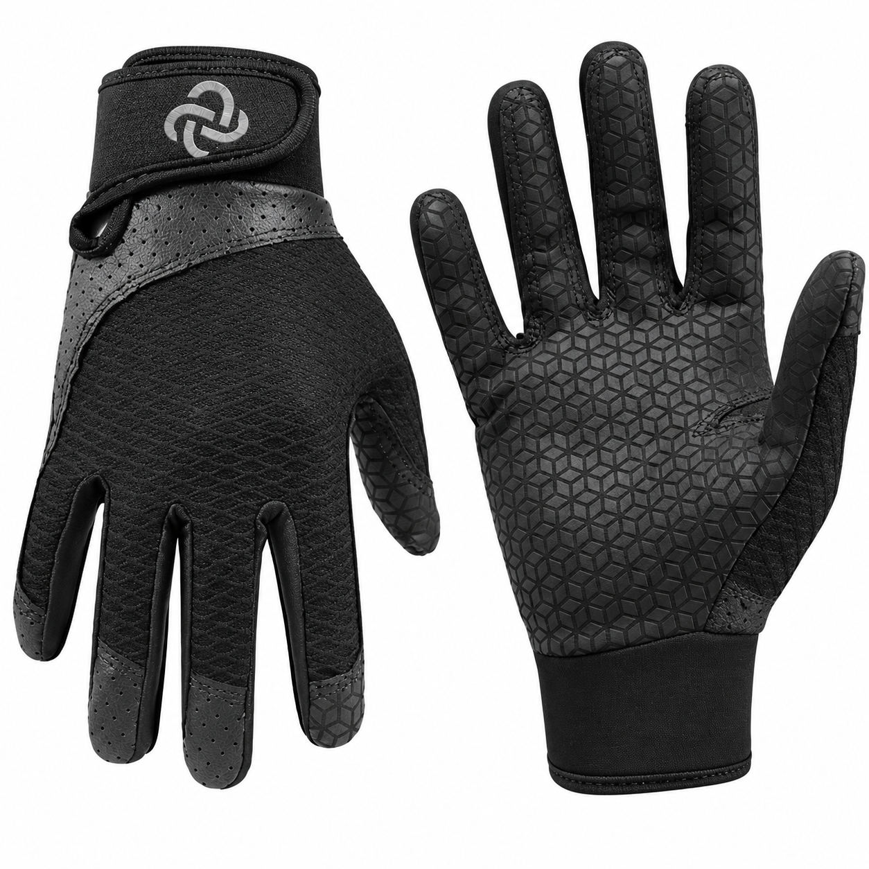Batting gloves by Handlandy, in black with a wrist strap and grip palms.