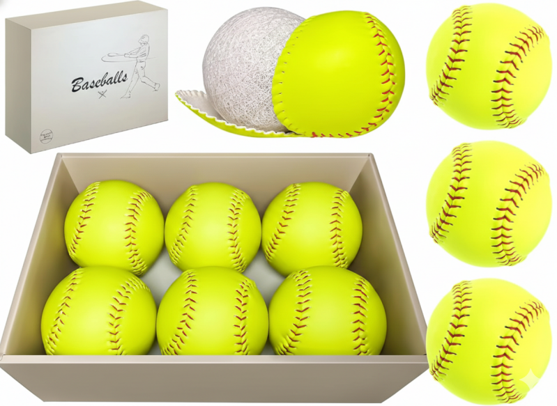 HANKLENSS Sports Practice Softballs 12-Inch Official Size and Weight Slowpitch Softball with consistent compression and cover integrity for everyday batting practice and fielding drill supply at a cost-effective price.