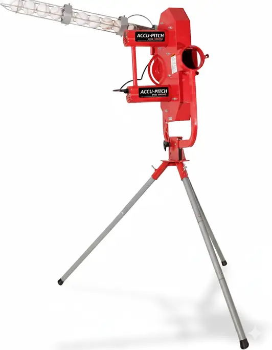 Heater Sports Deuce 75 MPH Baseball Pitching Machine with compact single-wheel design delivering consistent pitches for youth backyard development training.