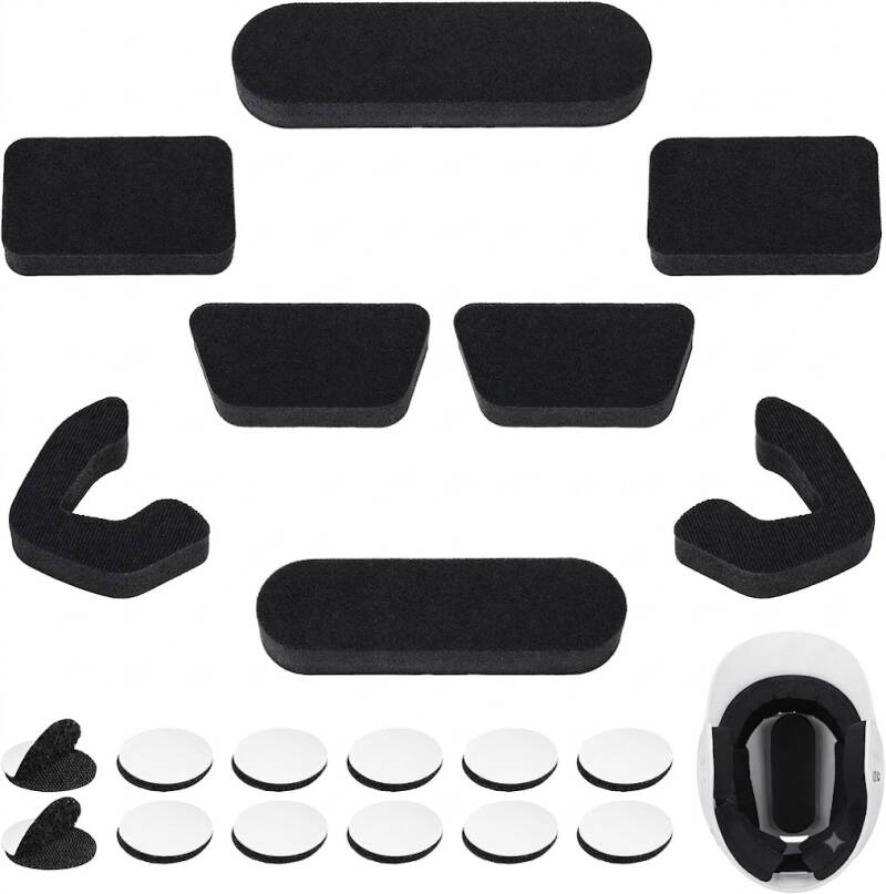 Universal helmet foam inserts compatible with Easton batting and catcher helmets featuring multiple cushion sizes and adhesive mounting discs.