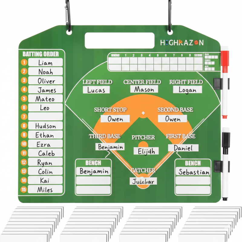 HIGHRAZON magnetic baseball coach clipboard with dry erase lineup board