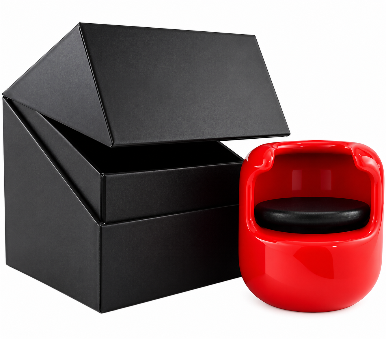 Bat weight knob for swing training in glossy red with a gift box.