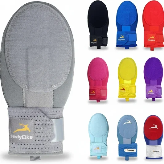 Holy Elks sliding mitt with foam padding and adjustable wrist strap system on a neutral background.