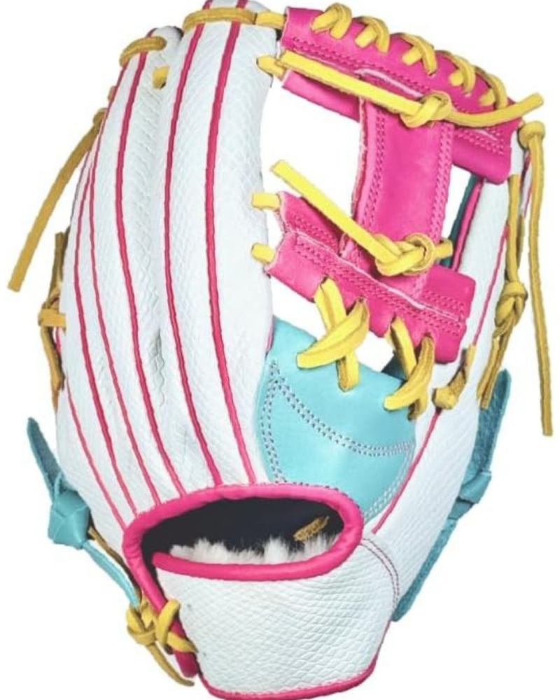 Sportz Drip Ice Cream 11.5-Inch Baseball Glove displayed showing its distinctive Ice Cream colorway and functional 11.5" infield leather construction for competitive players.