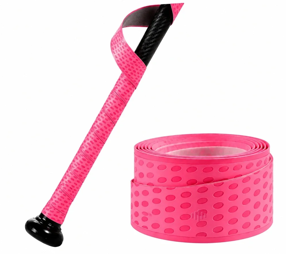 Bat grip tape by Insum, in pink with a textured surface, 1.1 mm thick.