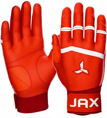 JAX Batting Gloves Pro Cuff Leather displayed showing its premium cabretta leather palm construction and extended Pro Cuff wrist design.