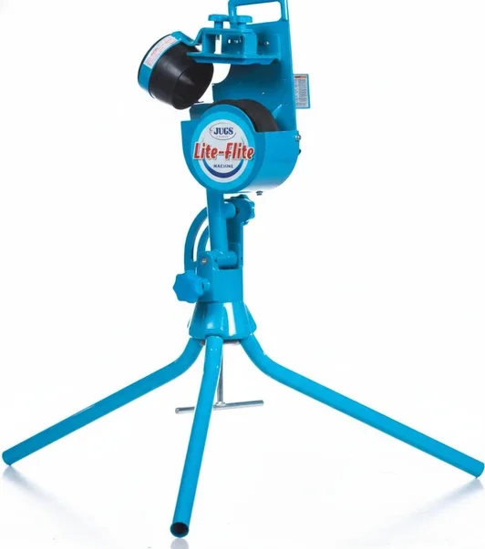 JUGS Lite-Flite Machine for Baseball and Softball with reduced-impact foam ball compatibility delivering consistent Jugs pitch quality for youth programs and indoor training environments.