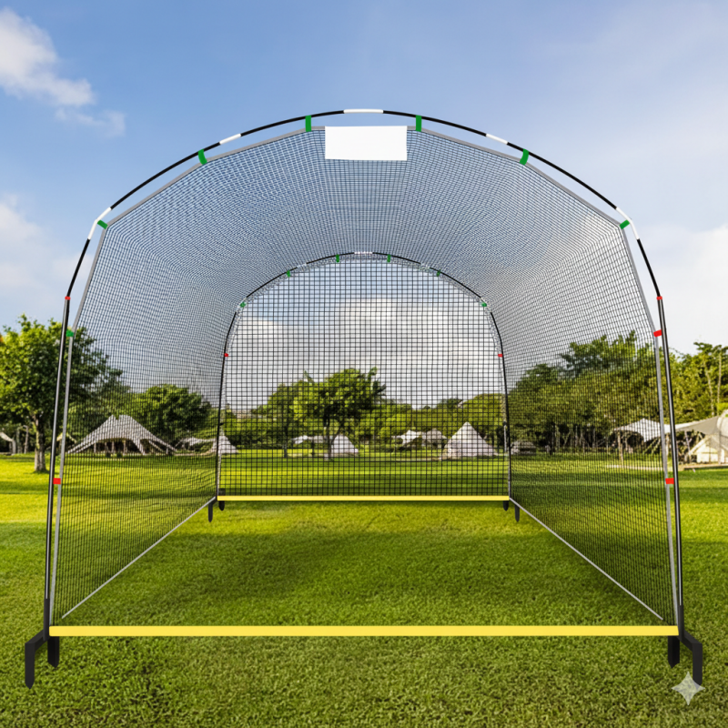Batting cage net for baseball training, designed for backyard and team practice setups.