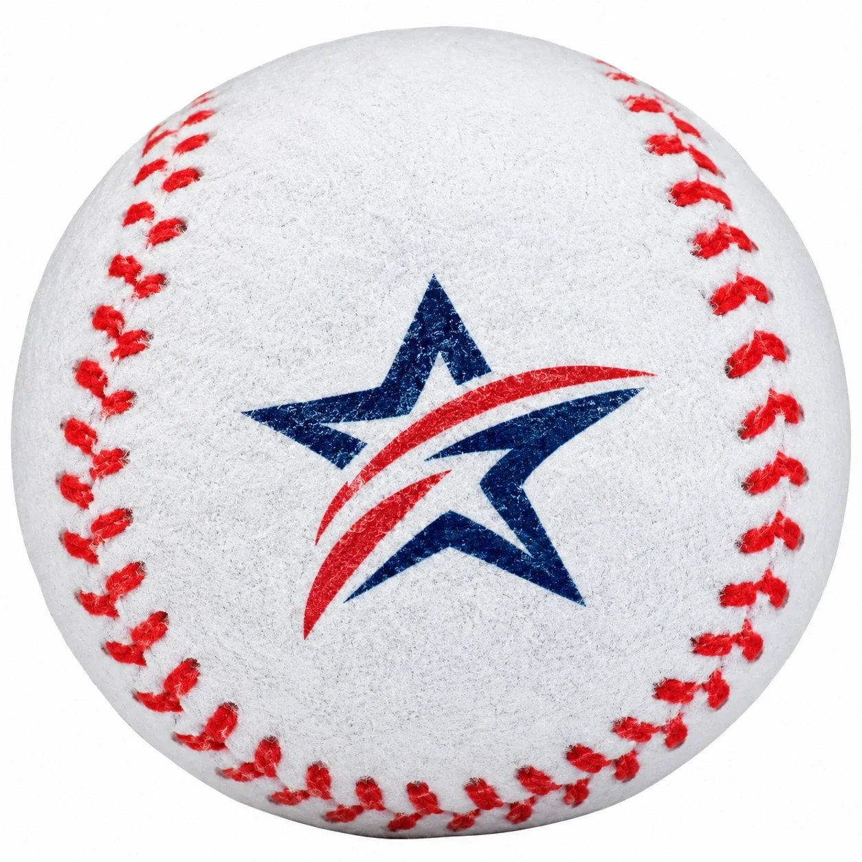 Rosin grip ball by KR Strikeforce, white felt ball with red baseball stitching.