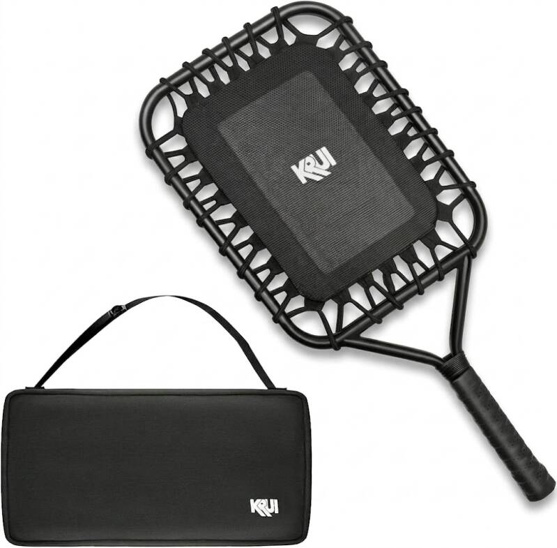 KRUI Baseball Racket for Fly Balls shown displaying its high-elasticity mesh design.