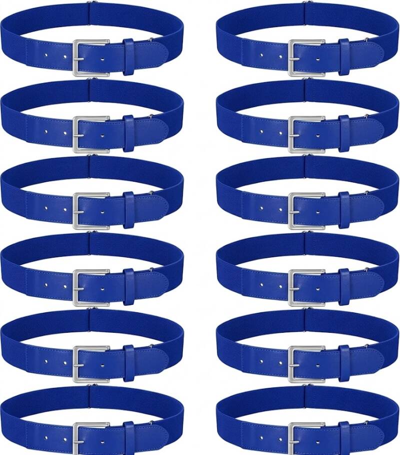 baseball belts 12 pack with silver buckles — LEACOOLKEY 12 Pcs Baseball Belts.