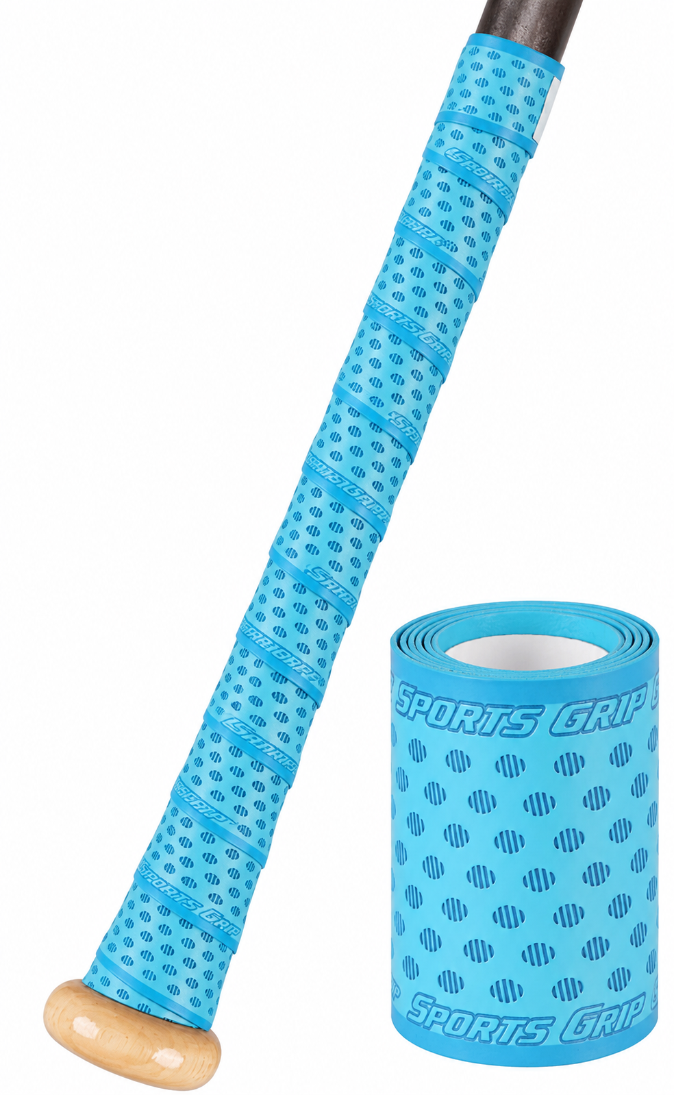 Bat grip tape by Lizard Skins, in light blue, 0.5 mm thick.