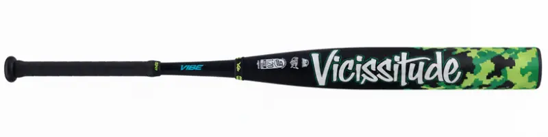 Loaded 2025 Victus Vibe 2-Piece YA-YA USSSA slowpitch softball bat with end-loaded composite construction delivering barrel momentum for competitive USSSA power hitters at the 1.20 BPF certification level.