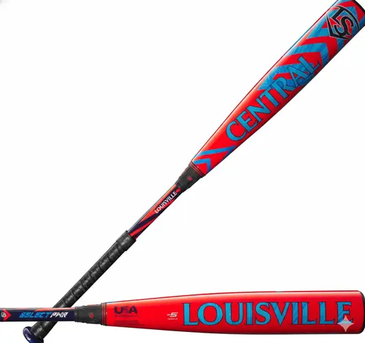 Louisville Slugger 2024 Select PWR -5 USA Baseball Bat displayed showing its heavy drop weight construction and BBCOR transition preparation design for older youth players.