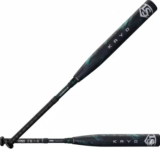 Louisville Slugger 2025 Kryo Fastpitch bat showing two-piece composite construction and Kryo barrel technology on a neutral background.