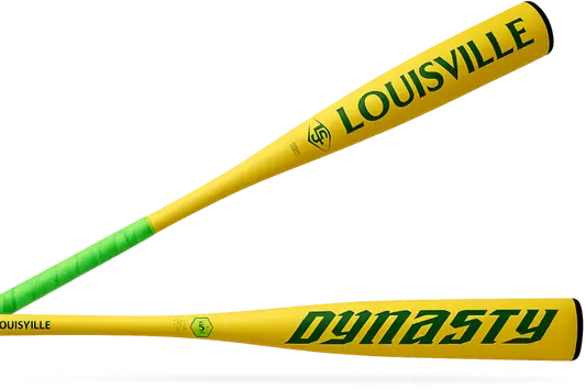 Two-piece composite BBCOR certified baseball bat with distinct Dynasty platform construction and barrel feel built for competitive high school and collegiate hitters.